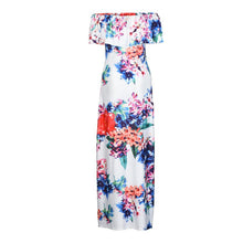 Summer 2017 Fahsion Boho Beach Style Women Off Shoulder Sleeveless Floral Printed Ruffles Dress Strapless Elegant Long Dress #23