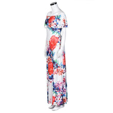 Summer 2017 Fahsion Boho Beach Style Women Off Shoulder Sleeveless Floral Printed Ruffles Dress Strapless Elegant Long Dress #23