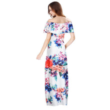 Summer 2017 Fahsion Boho Beach Style Women Off Shoulder Sleeveless Floral Printed Ruffles Dress Strapless Elegant Long Dress #23
