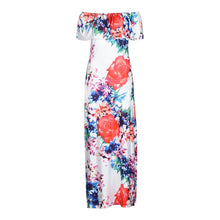 Summer 2017 Fahsion Boho Beach Style Women Off Shoulder Sleeveless Floral Printed Ruffles Dress Strapless Elegant Long Dress #23