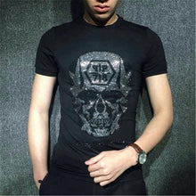Summer 2017 New Cool T shirts Letter Skull Diamonds t-shirt Short Sleeve Casual Plus Size tops 2250