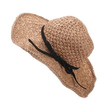 Summer 2017 Women Fashion Foldable Sun Hat Bowknot Large Brim Straw Beach Sun Hat For Women UV sombreros mujer verano #63