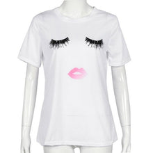 Summer Blouse Women' sShirt Printing Ladies Eyelash Short Sleeve Loose Tops Casual Shirts Roupas Femininas#B808
