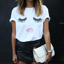 Summer Blouse Women' sShirt Printing Ladies Eyelash Short Sleeve Loose Tops Casual Shirts Roupas Femininas#B808