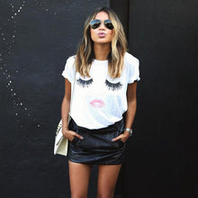 Summer Blouse Women' sShirt Printing Ladies Eyelash Short Sleeve Loose Tops Casual Shirts Roupas Femininas#B808