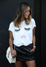 Summer Blouse Women' sShirt Printing Ladies Eyelash Short Sleeve Loose Tops Casual Shirts Roupas Femininas#B808