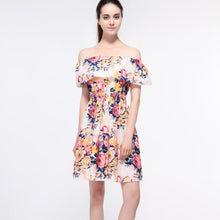Summer Clothes For Women Off Shoulder Slash Neck Printing Floral Short Sleeve MIni Dress Vestidos Cortos Ropa#B801