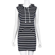 Summer Dress Striped Hoody Sleevelss Casual MIni Short Solid Ladies Summer Dress Vestido De Verano#B715