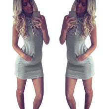Summer Dress Striped Hoody Sleevelss Casual MIni Short Solid Ladies Summer Dress Vestido De Verano#B715