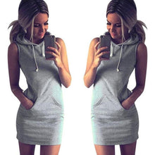 Summer Dress Striped Hoody Sleevelss Casual MIni Short Solid Ladies Summer Dress Vestido De Verano#B715