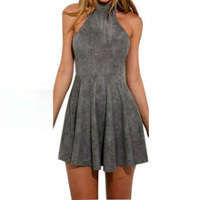 Summer Sleeveless Back Bandage Dresses Women Sexy Halter Solid Evening Party Hollow Out A-Line Mini Dress Women vestidos #63