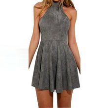Summer Sleeveless Back Bandage Dresses Women Sexy Halter Solid Evening Party Hollow Out A-Line Mini Dress Women vestidos #63