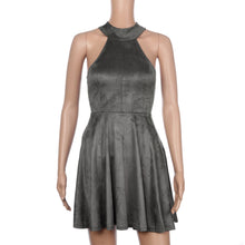 Summer Sleeveless Back Bandage Dresses Women Sexy Halter Solid Evening Party Hollow Out A-Line Mini Dress Women vestidos #63