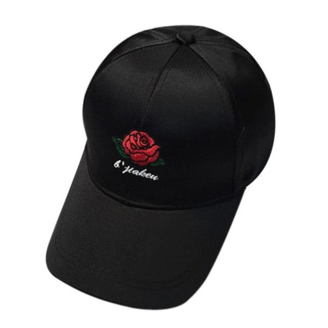 Summer Spring 2017 Baseball Hats Women Embroidery Rose Cotton Snapback Caps Hip Hop Hats Female Black White Pink Casquette#23