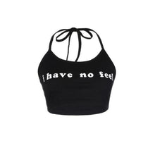 Summer Style 2017 Tank Top Women Sleeveless I have no feel Letter Halter Neck Backless Crop Tops Short Vest Female #23