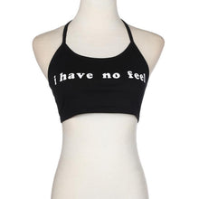 Summer Style 2017 Tank Top Women Sleeveless I have no feel Letter Halter Neck Backless Crop Tops Short Vest Female #23