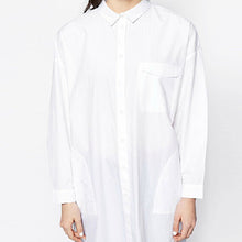 Summer Style Women White Loose Pockets Long Sleeve Dresses Notched Plus Size White Shirtdress