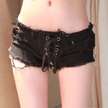 Super Short Shorts Sexy Women Denim Jeans Lace Drawstring denim Shorts Pants Low Waist Super Mini Short Pants#3546