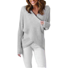 Sweaters Women Cross V-Neck Loose Knitted Long Sleeve Pullovers Oversize Autumn Winter Warm Knitwear Jersey Mujer Invierno#A11