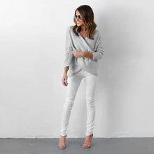 Sweaters Women Cross V-Neck Loose Knitted Long Sleeve Pullovers Oversize Autumn Winter Warm Knitwear Jersey Mujer Invierno#A11