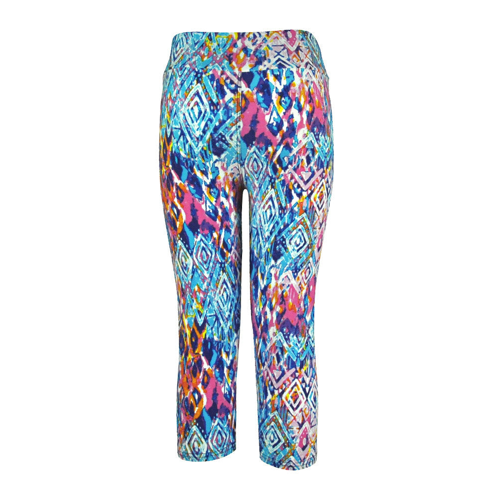 Sweatpants 2016 High Waist Fitness Multicolor Geometric Pattern Pants Stretch Cropped Leggings Pantaloni #3546