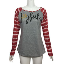 T Shirt Women Long Sleeve Striped Joyful Letter Pirnt Long Sleeve T-Shirt Women 2017 Autumn Spring Basic Tee Tops Female #1206