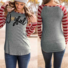 T Shirt Women Long Sleeve Striped Joyful Letter Pirnt Long Sleeve T-Shirt Women 2017 Autumn Spring Basic Tee Tops Female #1206