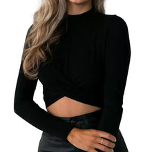 T-shirt 2017 Hot Long Sleeve Basic Women Sexy Slim Solid Short Style T-shirt Tops Female Turtleneck Crossing Tee Shirt Femme #43