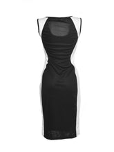Tank Two Tones Midi Sleeveless Sexy Low Cut Office Work Dress Summer Casual Women Dresses Lady Dresses