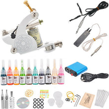 Tattoo Kit Machines 10 Colors Pigment Power Supply Needles Set Beginner Tattoo Equipment