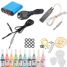 Tattoo Kit Machines 10 Colors Pigment Power Supply Needles Set Beginner Tattoo Equipment