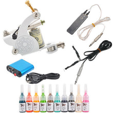 Tattoo Kit Machines 10 Colors Pigment Power Supply Needles Set Beginner Tattoo Equipment
