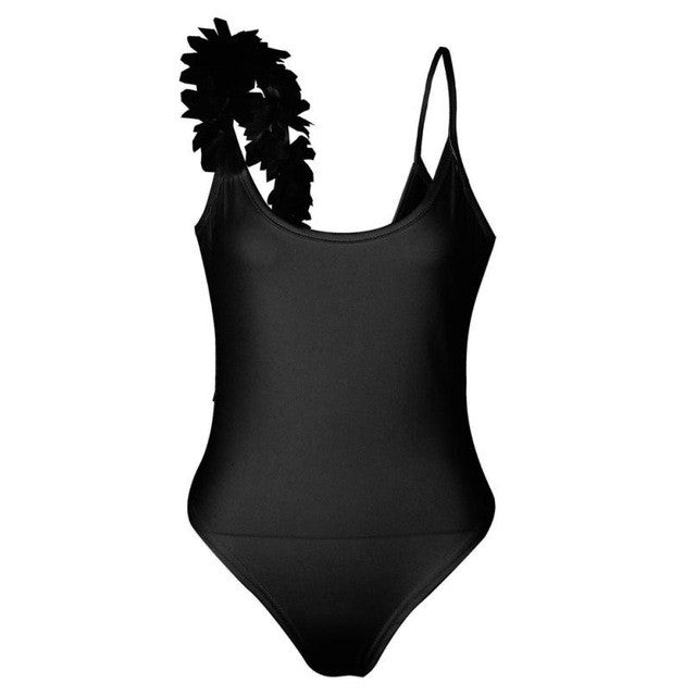 Three-dimensional Flowers One Piece Jumpsuit Beachwear Sexy Backless Bodysuit Swimwear Jumpsuit Sleeveless Romper#121