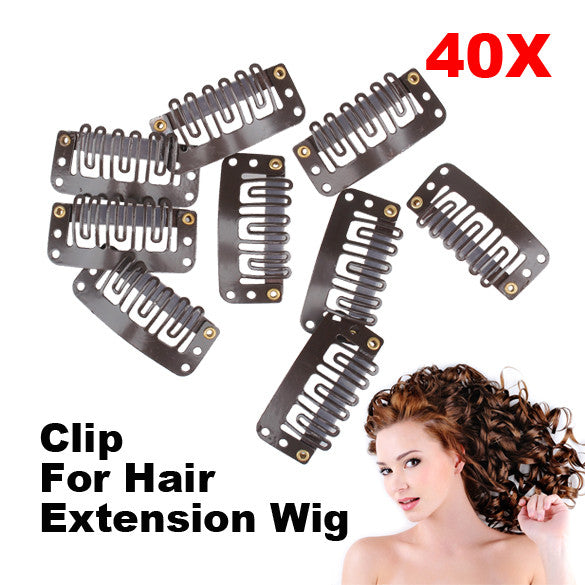 Tools For Hair 40 Pcs Clip 32mm Middle Clip Hair Extension Brown Weft Snap