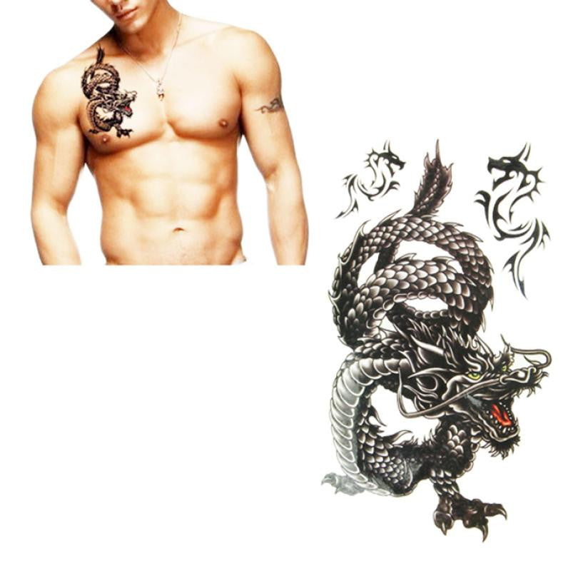 Toopoot 2017 20.5cm Fashion design black dragon waterproof and sweat tattoo stickers