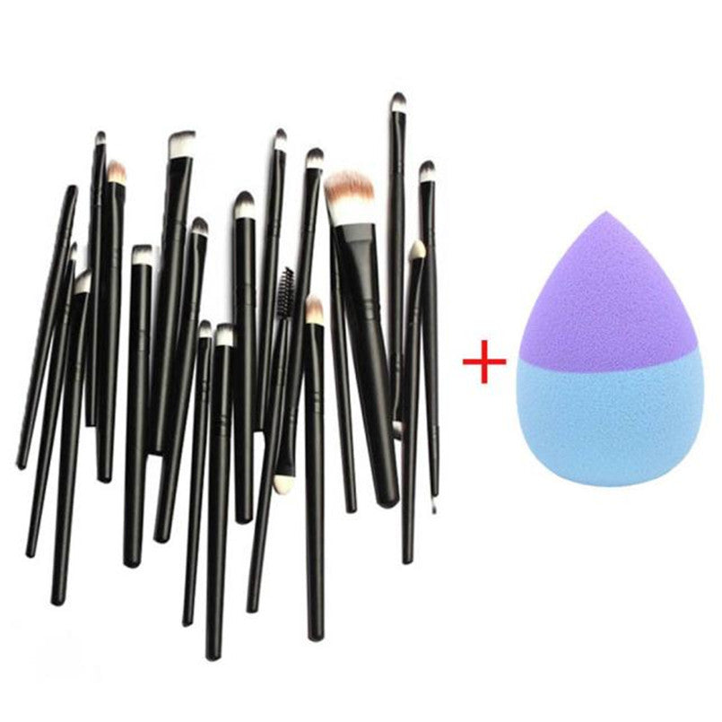 Toopoot 2017 20PCS Makeup Brushes Set Cosmetic Tools Make up Brush and 1pcs Foundation Puff Sponges Top Quality