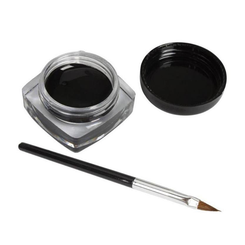 Toopoot 2017 2PCS Mini Eyeliner Gel Cream With Makeup Brushes Cosmetic Black Life Waterproof Make up Brush Top Quality