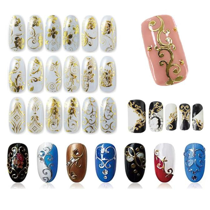 Toopoot 2017 DIY Decoration Tools 108Pcs 3D Silver Gold Nail Art Stickers Stamp Decals Stamping Top Quality