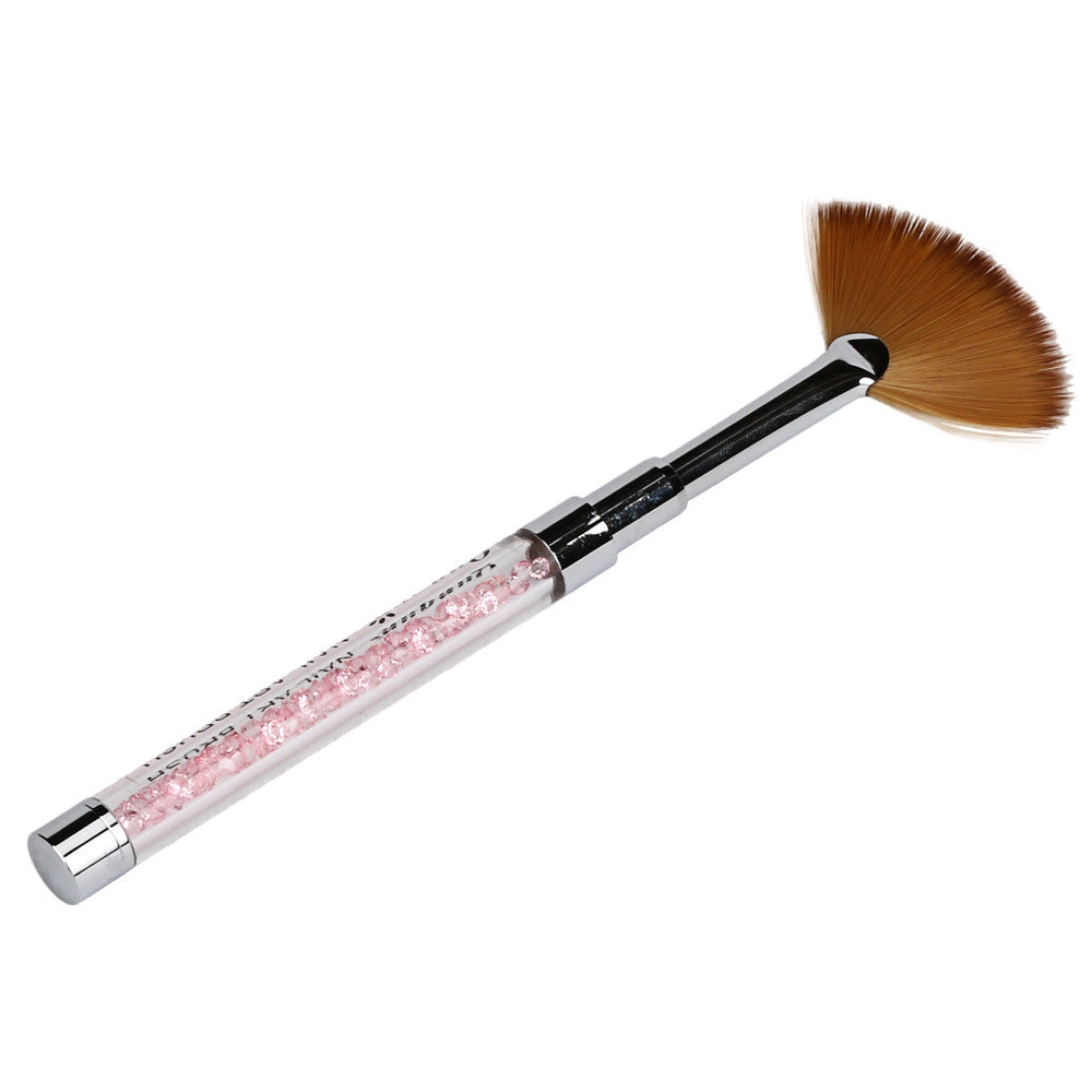 Toopoot 2017 Professional 1PCS Nail Art Fan Pen Brush Nail Tools Gel Pen Brush Crystal Acrylic Handle Natural Cheap Wholesale