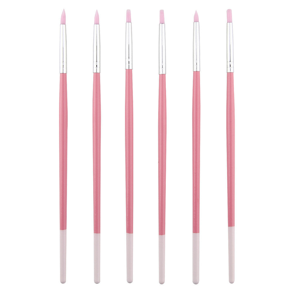 Toopoot 2017 Professional 6PCS Nail Art Pen Brushes Set Soft Silicone Carving Craft Supplies Make up Brush Tools Natural Cheap