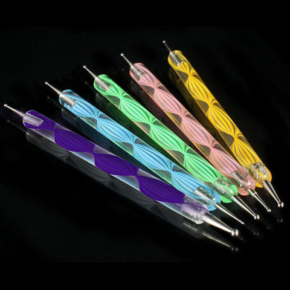 Toopoot 2017 Women 5pcs Multi Coloured Double Ended Nail Art Dotting Marbleizing Tools Top Quality