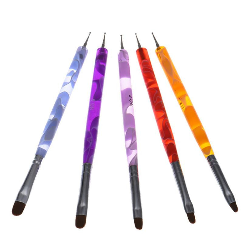Toopoot 5Pcs Top quality Fashion 2017 Nails professional 2-Ways Acrylic DIY UV GEL Nail Art Dotting Brush Pen