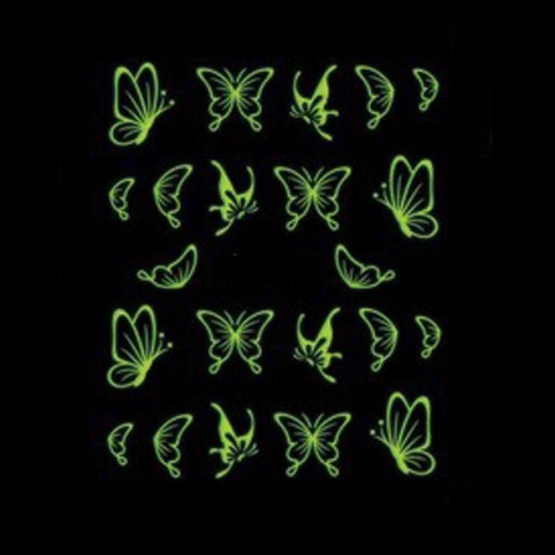 Toopoot's Vestido 2016 DIY Cute Luminous Nail Art decorations Stickers Decals Butterfly Tools Nails professional Prego para unha