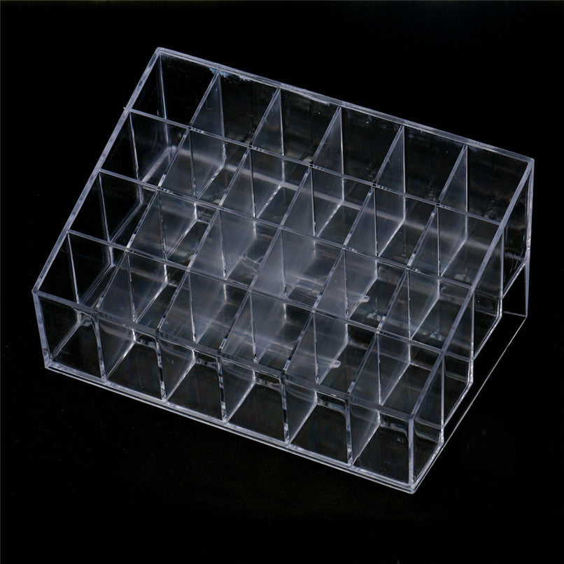 Toopoot's vestidos 2017 Crazycity Generic 24 Stand Trapezoid Clear Lipstick Lotion Makeup Cosmetic Case Box Holder #P5