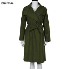 Trench Coat For Women Long Winter Elagant Solid Warm Long Sleeve Oversize Lacing Up Outwear Coat Casacos#C127De Inverno Feminin