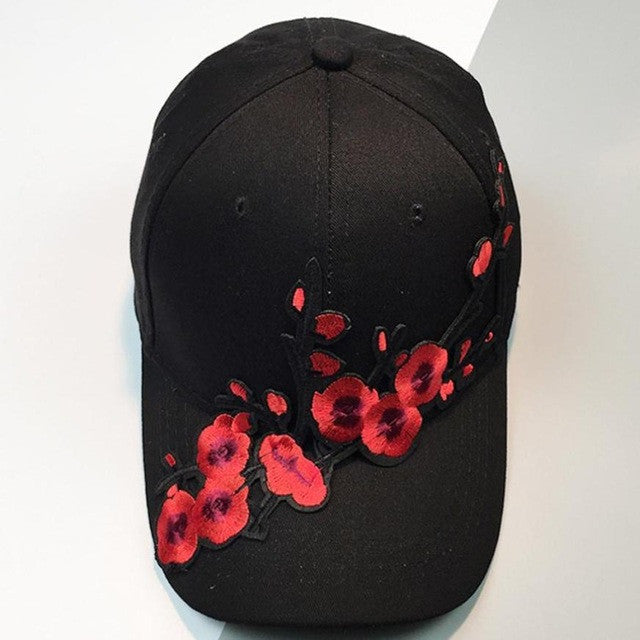 Unisex Women Baseball Cap 2017 Summer Women Men Couple Plum Blossom Snapback Hip Hop Flat Hats Black White Casquette Bone #01