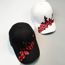 Unisex Women Baseball Cap 2017 Summer Women Men Couple Plum Blossom Snapback Hip Hop Flat Hats Black White Casquette Bone #01
