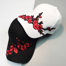 Unisex Women Baseball Cap 2017 Summer Women Men Couple Plum Blossom Snapback Hip Hop Flat Hats Black White Casquette Bone #01