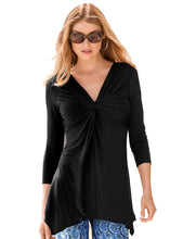 V-Neck Three Quarter Sleeve Irregular Black Blouse Kink Solid Ruced Pink Blouse Women 2017 New Fall Fashion Top Autumn Casual