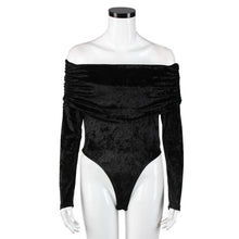 Velvet Bodysuits Sexy Off Shoulder Slim Sexy Club Jumpsuits One Piece Bodysuits For Women Party Strapless Jumpsuit#121